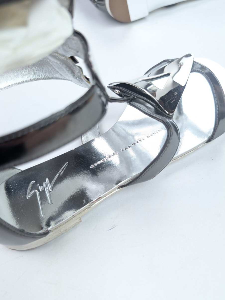 NEW GIUSEPPE ZANOTTI Women's Sz EU 37 US 7 Silver Gladiator Sandal
