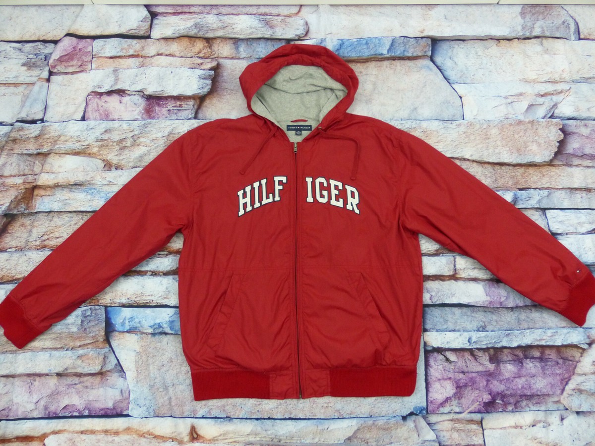 TOMMY HILFIGER Casual Autumn Wind Jacket Red Vintage Hood Size