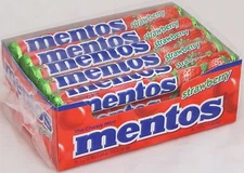 Mentos Strawberry Chewy Candy 15 Rolls Candy Bulk Candies Strawberries Mento