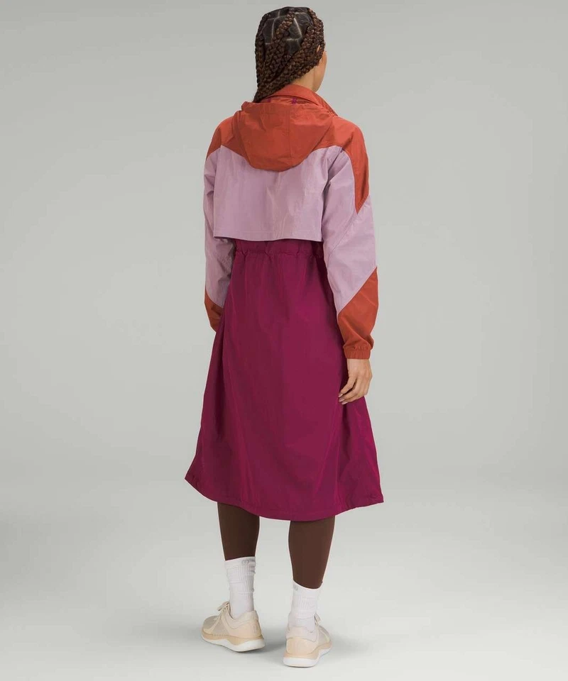 Lululemon Evergreen Long Hooded Windbreaker Red Rock Pink Peony Pomegranate Sz 4 - Image 2 of 4