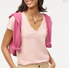 J.CREW T-Shirt Women XS Pink Slub Cotton V-Neck Tee NEW Slim-Fit H5967