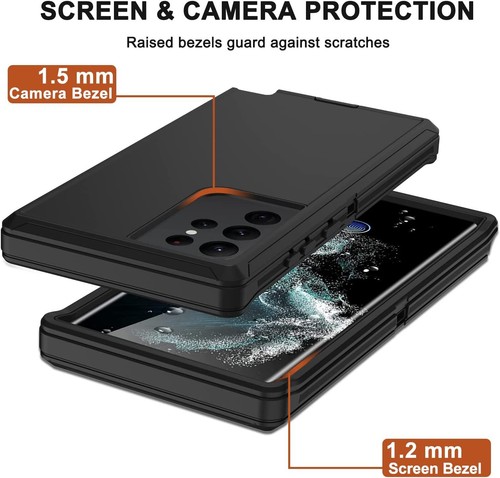 Black For Samsung S24 S24+ Ultra Shockproof Defender Case Cover with Belt Clip - Picture 5 of 8