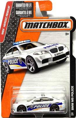 MATCHBOX 2016 MBX HEROIC RESCUE BMW M5 POLICE CAR WHITE #68 IN PROTECTO PACK