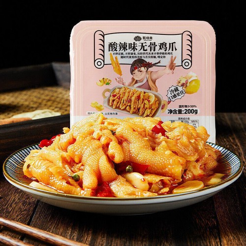 酸辣无骨鸡爪蒜香柠檬凤爪零食休闲小吃即食 200g Spicy And Sour Boneless Chicken Feet Snacks Leisure - Picture 14 of 16