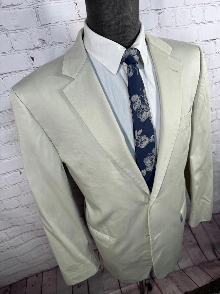 ANDREW FEZZA Mens Brown KHAKI COTTON Flat Front 2pc Suit 42R Jacket 38x29 Pant - Image 4 of 4