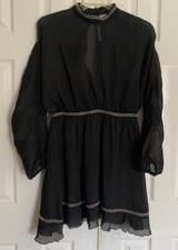 NWT ASOS Black L/S Dress Short US10 UK14 New!