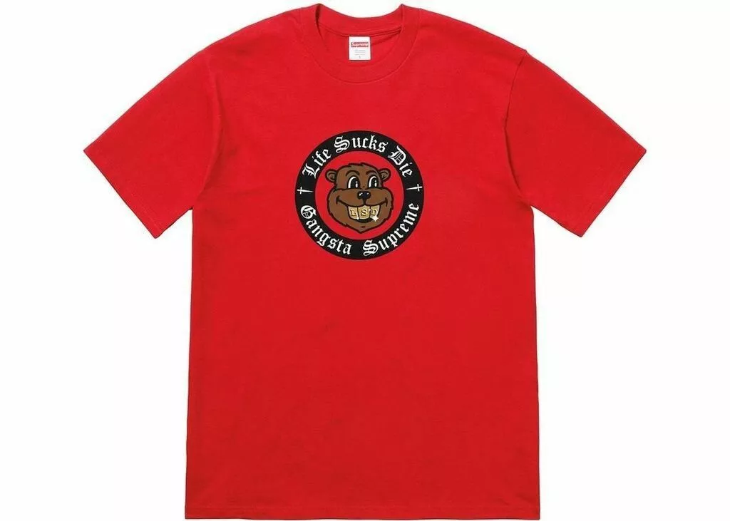 Supreme Men's T Shirt Tee Life Sucks Die Gangsta Medium SSFW18 NE