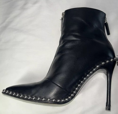 Stivali moto Alexander Wang in pelle nera argento con borchie a sfera e zip taglia 38 EU 7,5 m US - Foto 9 di 22