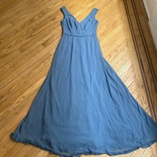 David  s Bridal Blue Sleeveless V-Neck Chiffon Gown Size 2 Formal Bridesmaid