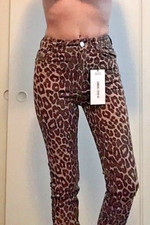 ZARA Leopard Jeans women Brown Black Print Hi-Rise Stretch Skinny Pants 24 nwt