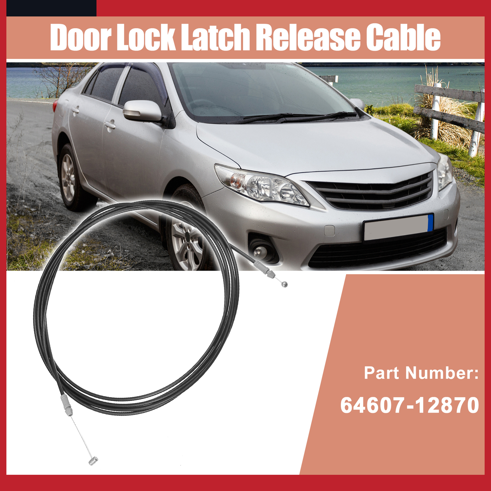 Pack of 1 For Toyota Corolla Trunk Door Lock Latch Release Cable 64607-12870