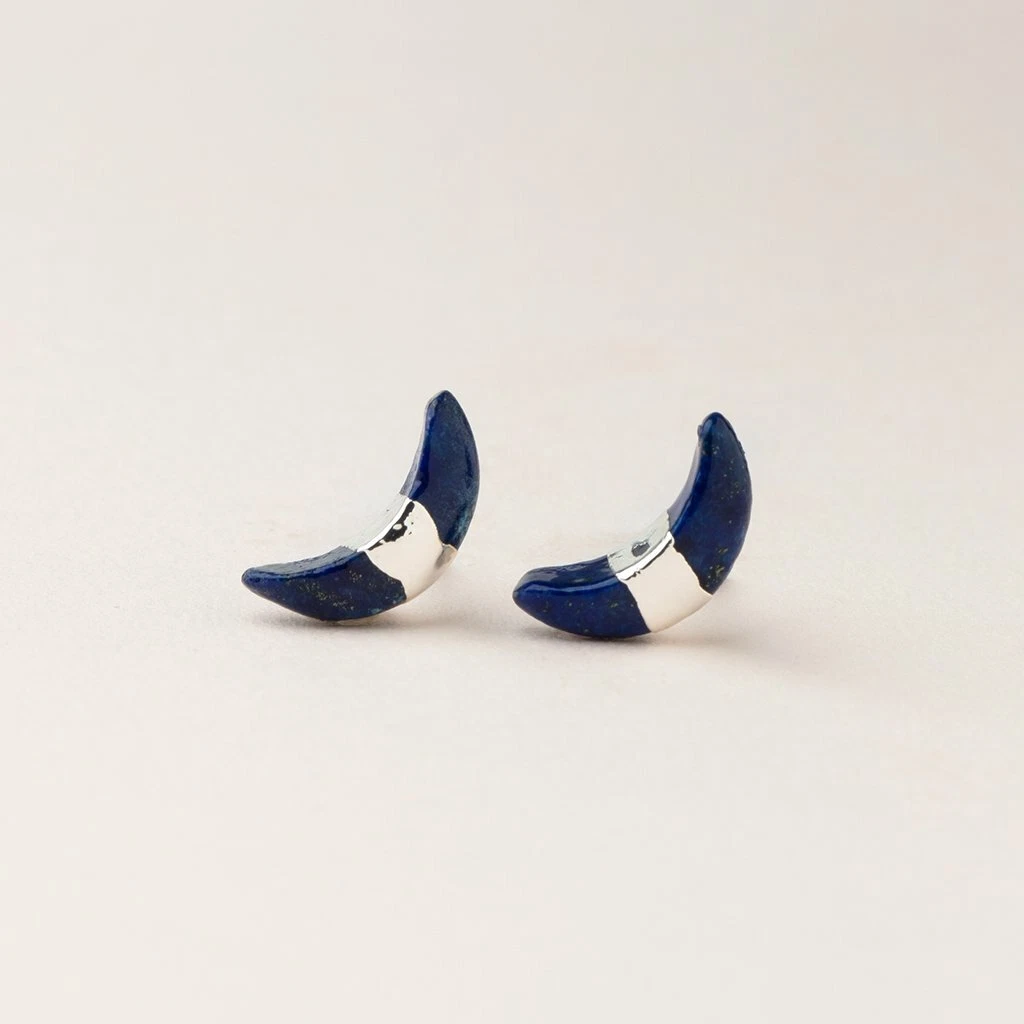 Scout Curated Wears LAPIS SILVER Crescent Moon Stud EARRINGS
