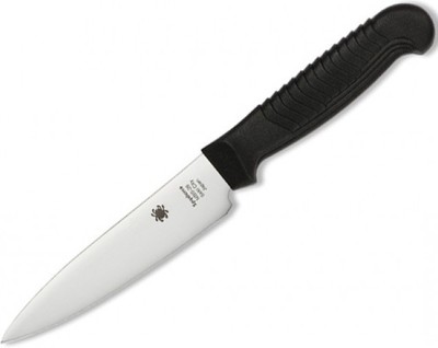 SPYDERCO Kitchen Utility Knife 4.5'' Plain Black Polypropylene Handle K05PBK NEW
