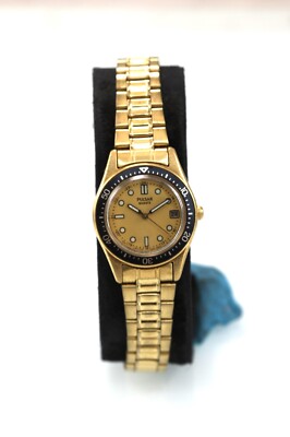Pulsar Damen Uhr Gold Schwarz Edelstahl Wasserresistent Quarz Datum Batterie