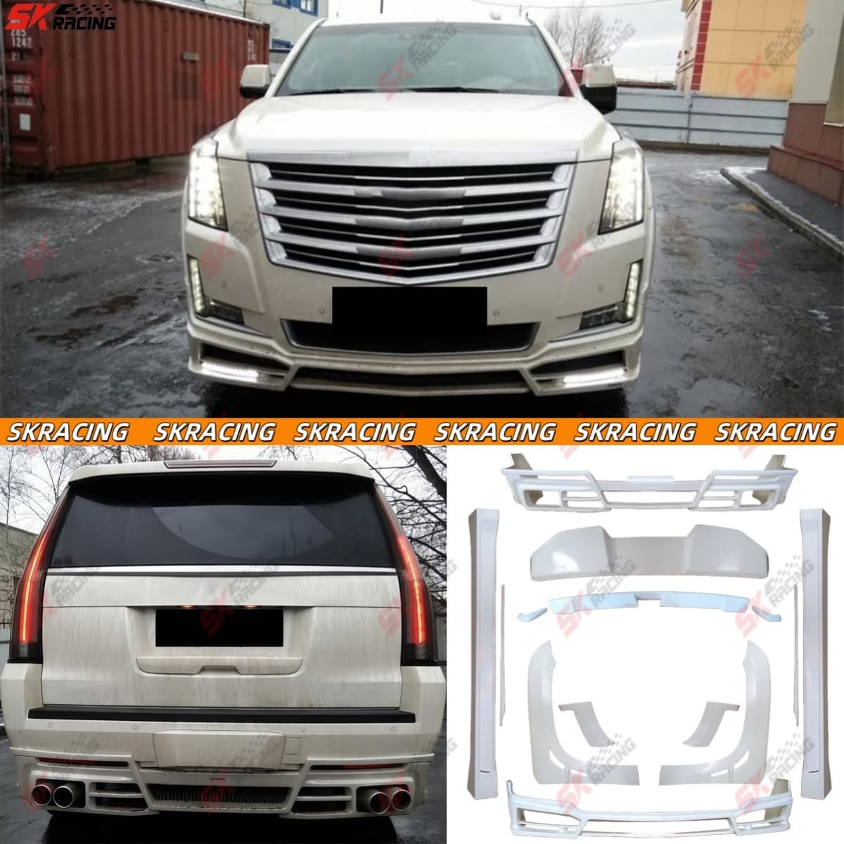 BodyKits Unpainted FRP Spoiler Front Rear Bumper Lip Fits Cadillac Escalade 15+