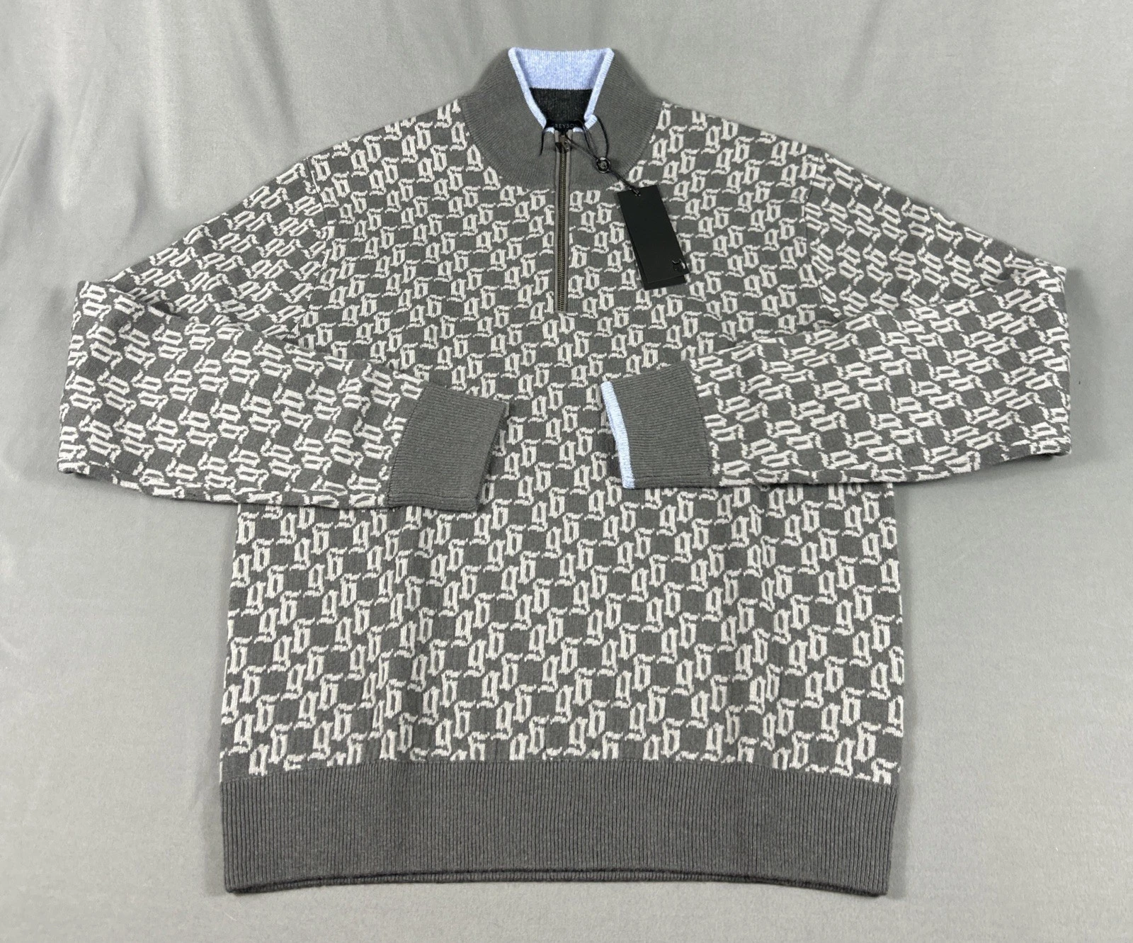 Greyson Golf Sweater Sebonack Wolf Tails Print Medium Matterhorn Wool MSRP $285
