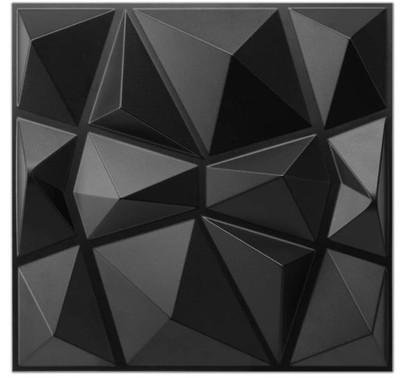 Decorative 3D Wall Panels in Diamond Design, 12''X12'' Matt Black for Home and Off