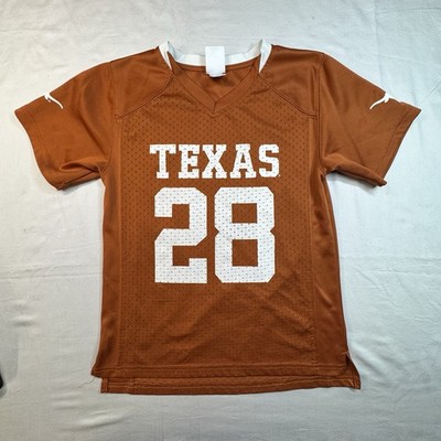 Texas Longhorns #28 Youth Football Jersey Burnt Orange NCAA Mesh 2191