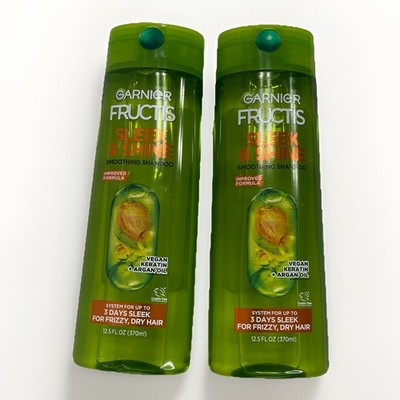 Garnier Fructis Sleek & Shine Shampoo 2 Pack 12.5 oz Vegan Keratin Argan