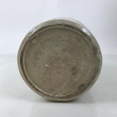 Antique Japanese Ceramic Sake Bottle Kayoi-Tokkuri Gray Kanji