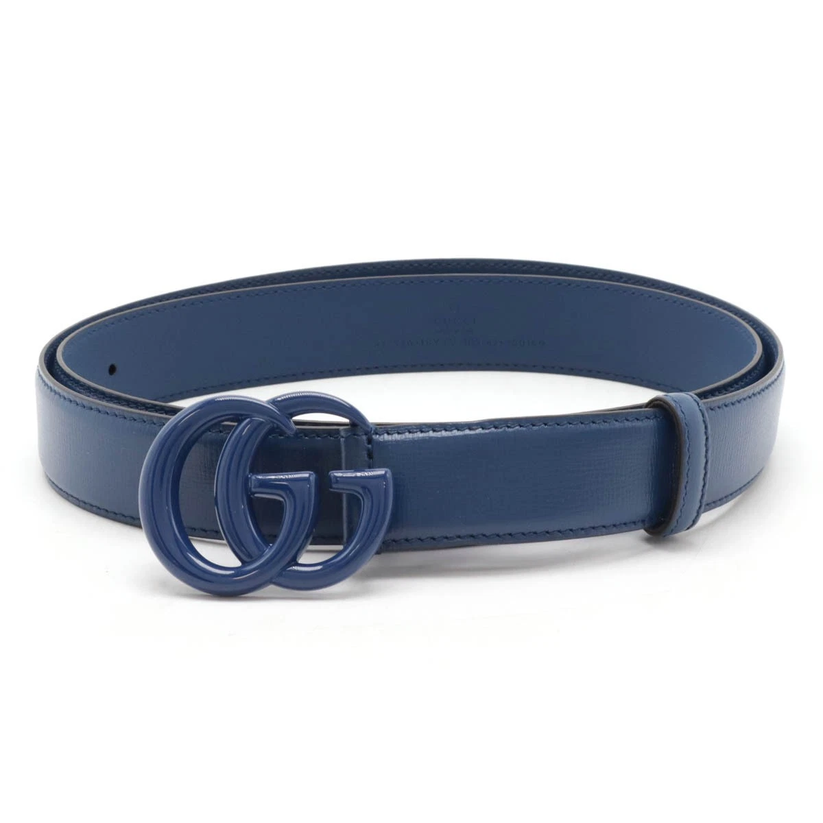 Authentic Gucci Blue GG Denim Leather Trim Gold Interlocking G Buckle Belt 80/32 GUCCI Brown Leather GG Wood Interlocking Buckle Men main image 4