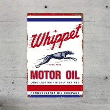 Vintage Whippet  Oil Tin Metal Signs Home Décor Rustic Distressed Iron Wall