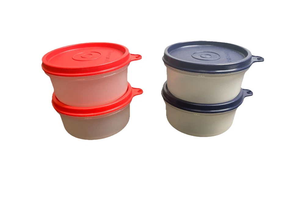 Juego de 4 contenedores pequeños para aperitivos Tupperware 1321-15 / 733-28 sello Foto 2 de 4