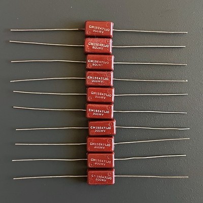 10pcs NOS Cornell Dubilier CM15E471JO 470pf 300VDC Silver Mica Capacitors A+++