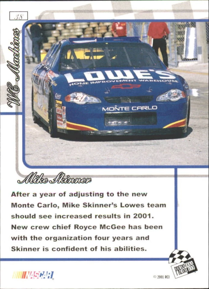 2001 Press Pass Premium Gold #38 Mike Skinner - RAC - Image 2 of 2