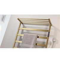 Luxurious Heated Towel Rack, Gold wall mounted with top shelf electric warmer