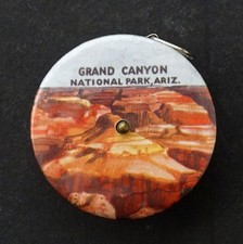 GRAND CANYON NATIONAL PARK Vintage CELLULOID Center-Push TAPE MEASURE / Arizona