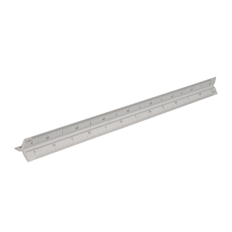 Silverline 731001 Aluminium Tri Scale Rule 300mm Triangular Architect ...