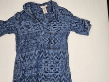 Philosiphy Dress Womens Medium Aztec Blue Collared Boho