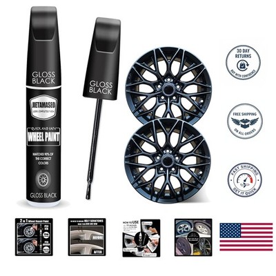 Gloss Black Rim Touch Up Paint  Wheel Repair Kit Curb Rash Quick And Easy Repair