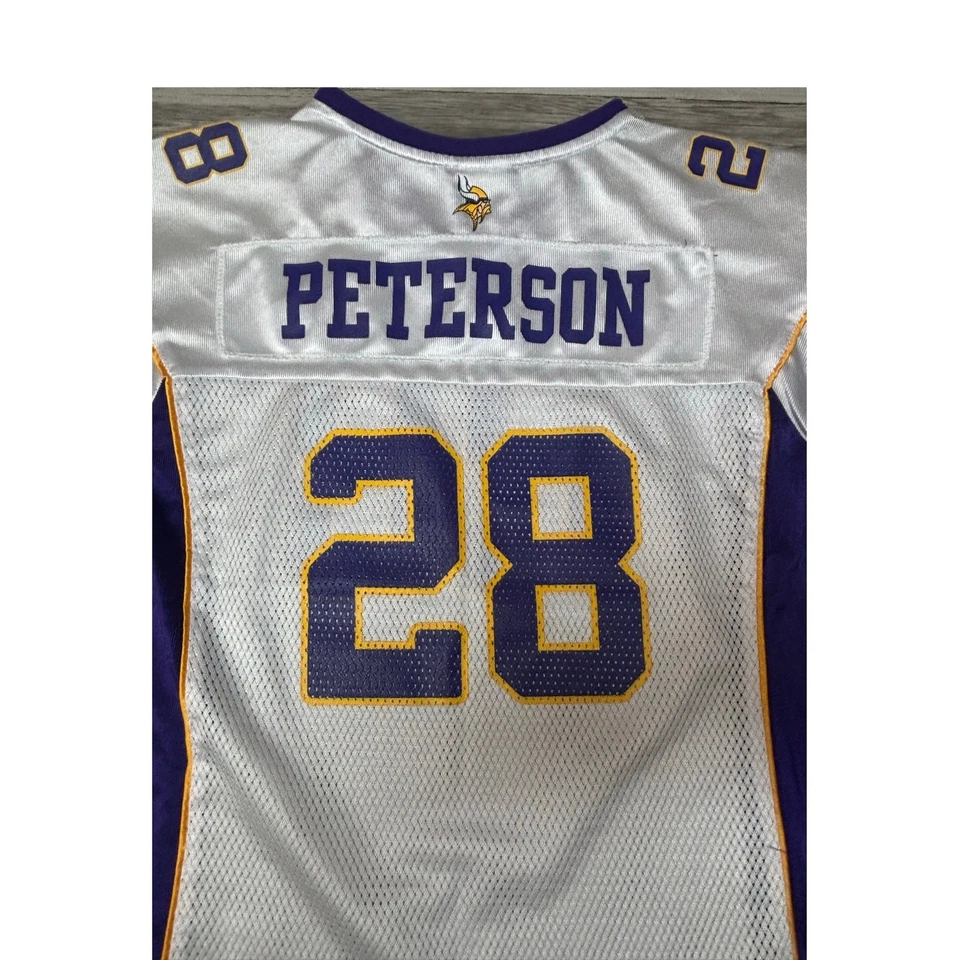 Camiseta Reebok Adrian Peterson Minnesota Vikings Juvenil Talla Grande Camisa Blanca NFL Foto 2 de 4