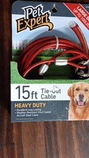Pet Expert 15ft Heavy Duty Dog Tie-Out Cable Vinyl Coated Aircraft Steel
