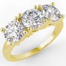 3 Ct Round Cut VS2/E Solitaire Diamond Engagement Ring 14K Yellow Gold