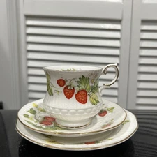 QUEENS Rosina fine bone china virgina strawberry trio footed cup