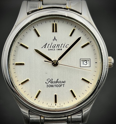 #ad 🇨🇭 ATLANTIC Seabase 30 m 6031 Swiss Made Classic Men#x27;s Watch Quartz $89.00