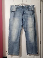 33~ TK Axel Denim Slim Bootcut Men's Jeans  38" X 30" Embroidered Pockets Icebox