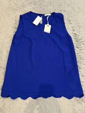NWT Pleione Blouse Womens XS Blue Sleeveless Top Shirt Casual Office Career
