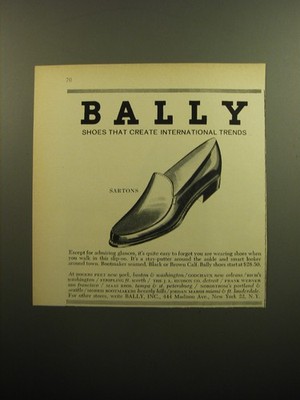1961 Bally Sartons Shoes Ad - Bally Shoes that create international trends