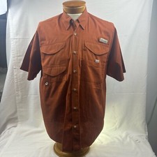 Columbia PFG Men's Burnt Orange Short Sleeve Button Up Vented Fishing Shirt Sz-L