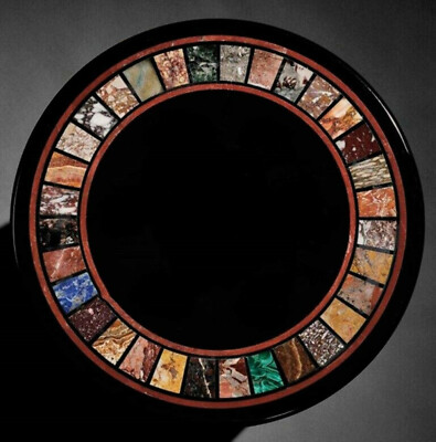 18'' black marble table top center coffee home decor inlay malachites