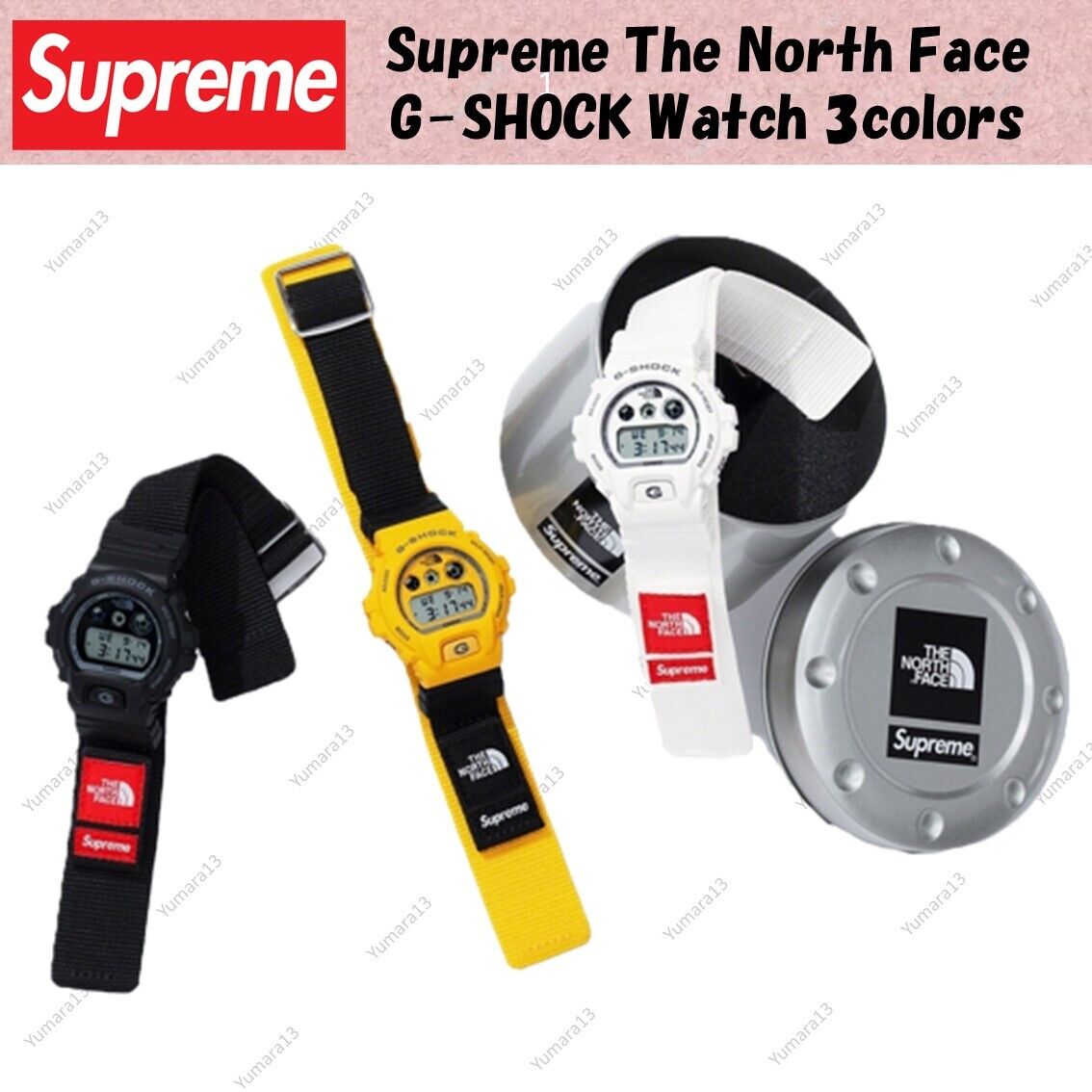 Supreme The North Face G-SHOCK Watch Black White Yellow Supreme The North Face G-SHOCK Watch Black White Yellow