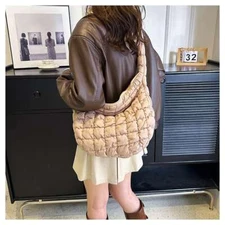 Quilted Puffer Crossbody Shoulder Bag Lightweight Nylon Puffer Tote Bag Puffy US