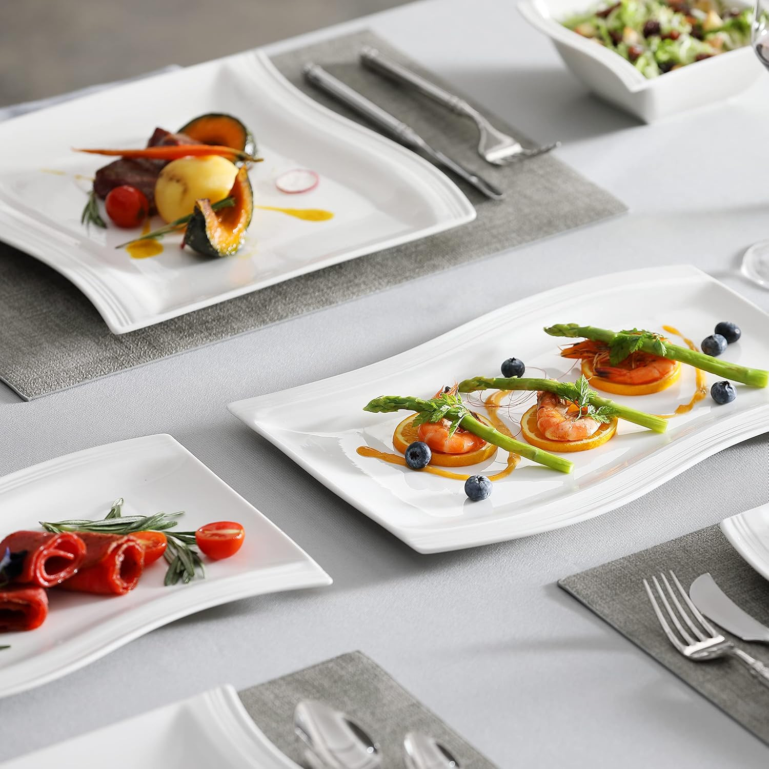 Elegant 26-Piece Ivory White Porcelain Dinnerware Set for 6 - Square Design