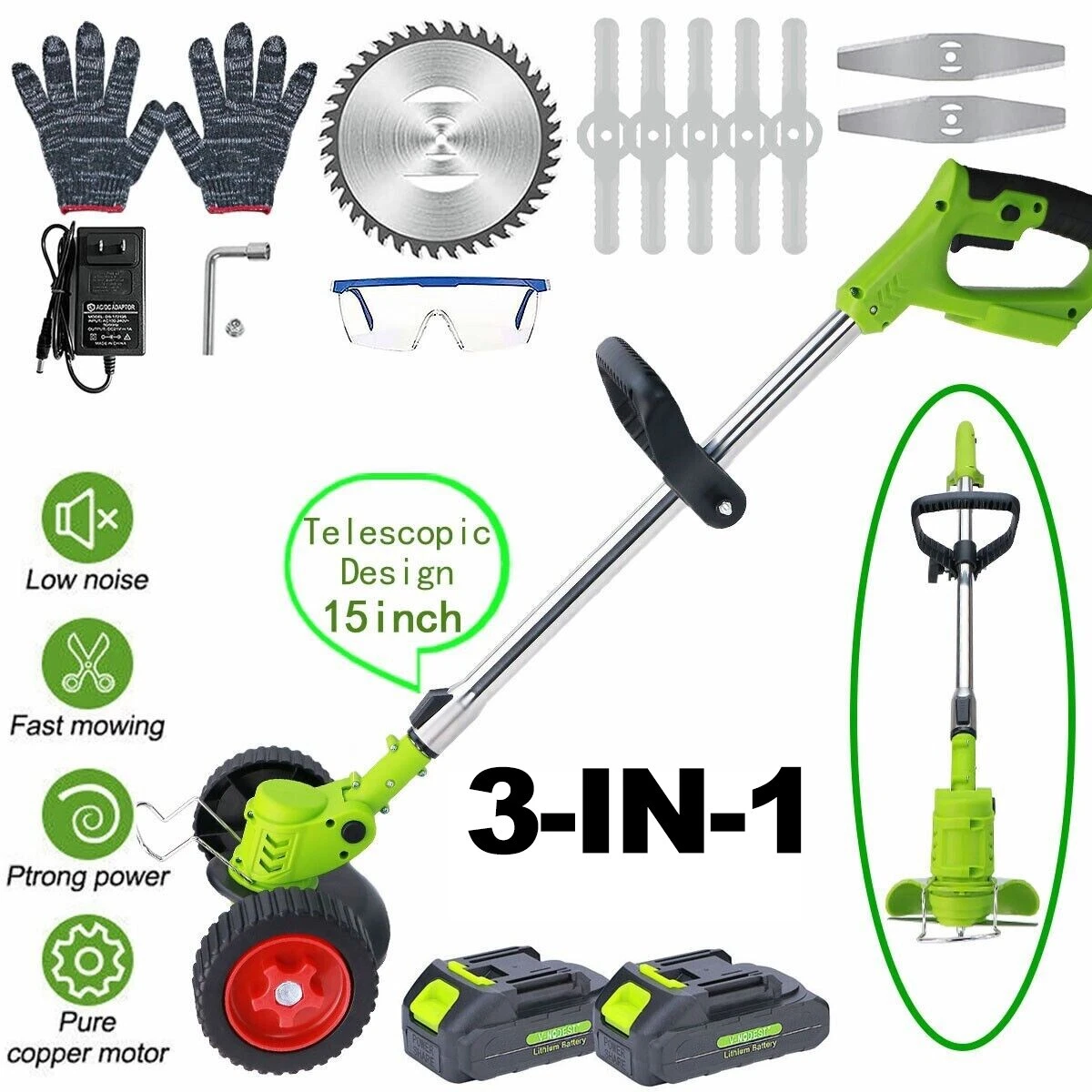 Cordless Weed Eater Lawn Edger Grass Trimmer Portable Weed Wacker Battery