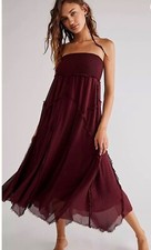 NWT FREE PEOPLE Sz S GEORGINA CONVERTIBLE SMOCKED SKIRT IN BRANDYWINE