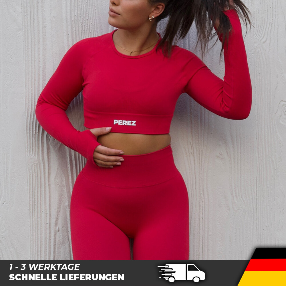 Damen Langarm Sport Oberteil Gym